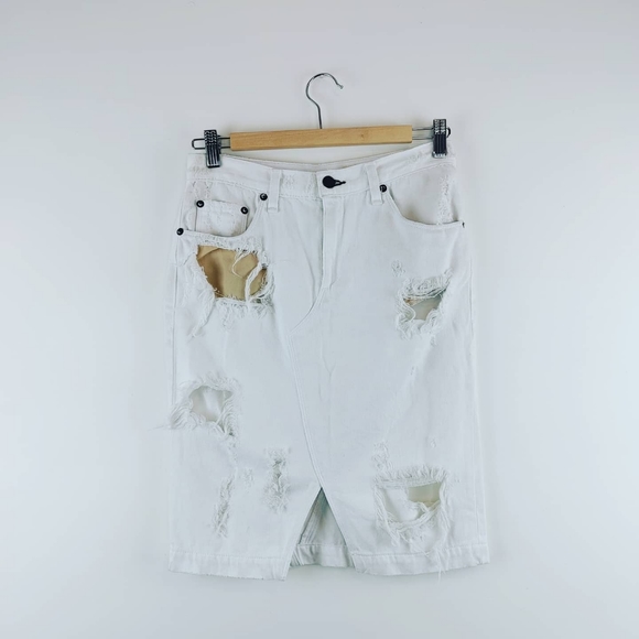 RAG & BONE | White Denim Pencil Skirt